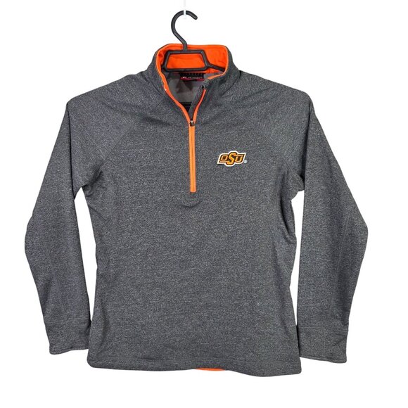 Mens Colosseum Athletics Gray OSU 1/4 Zip Pullover Polyester Oklahoma State L - Picture 1 of 8